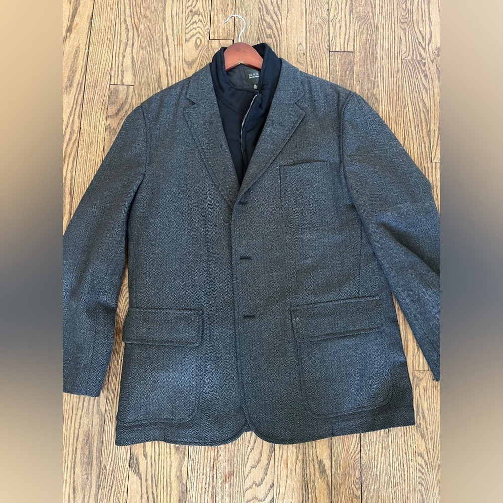 Black Saks fifth Avenue Black Tweed Sports Coat With Vest liner - Size XL